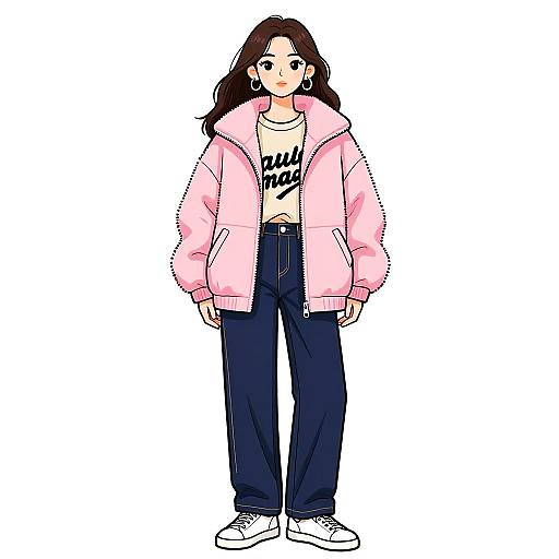 Stylish Woman in Plush Streetwear