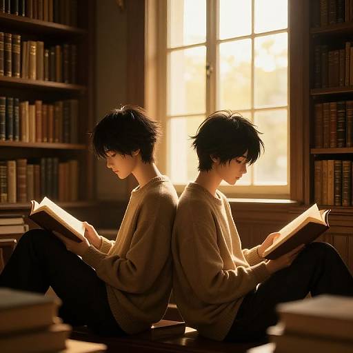 BL Characters Reading in Cozy Library