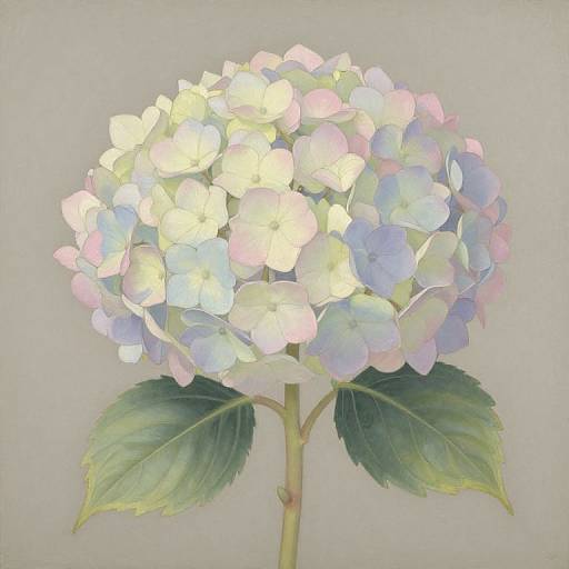 Delicate Pastel Hydrangea Botanical Art