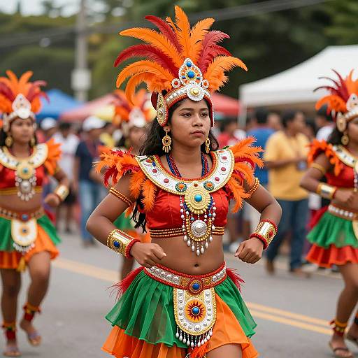 Young Woman in Traditional Indigenous Carnival Costume