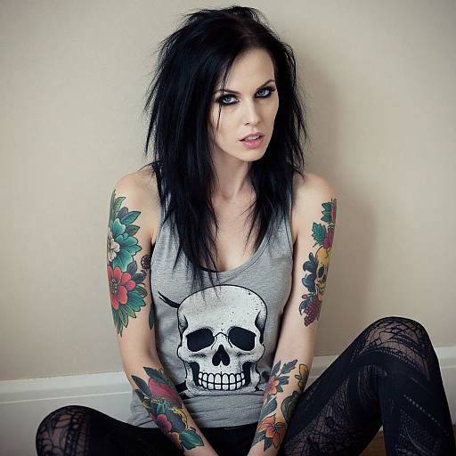 Edgy Woman with Tattoos and Vintage Vibe