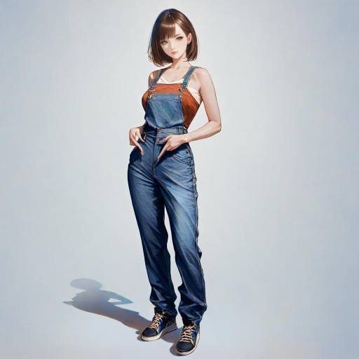 Athletic Girl in Denim Overalls Athletic Girl in Denim Overalls