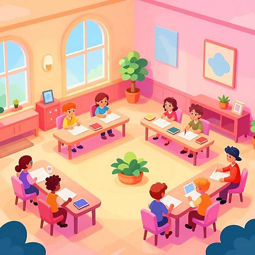Disney-Style Learning Room Illustration