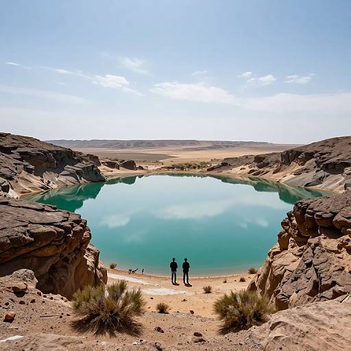 Serene Turquoise Lake in Desert