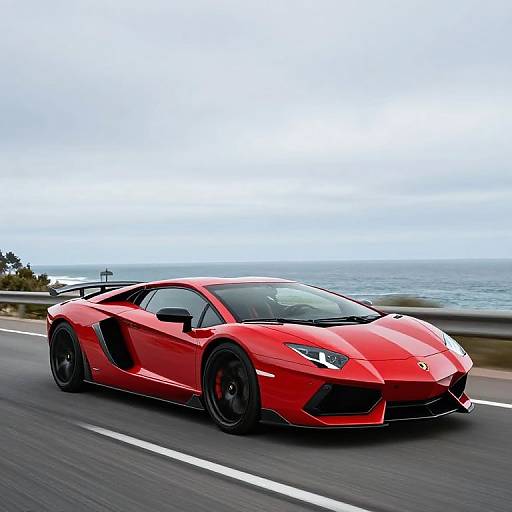 Speeding Red Lamborghini Aventador LP700-4