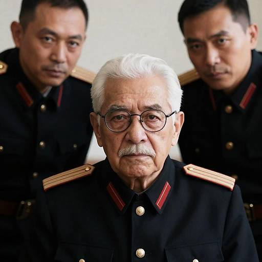 Serious Elderly Man in Military Uniform