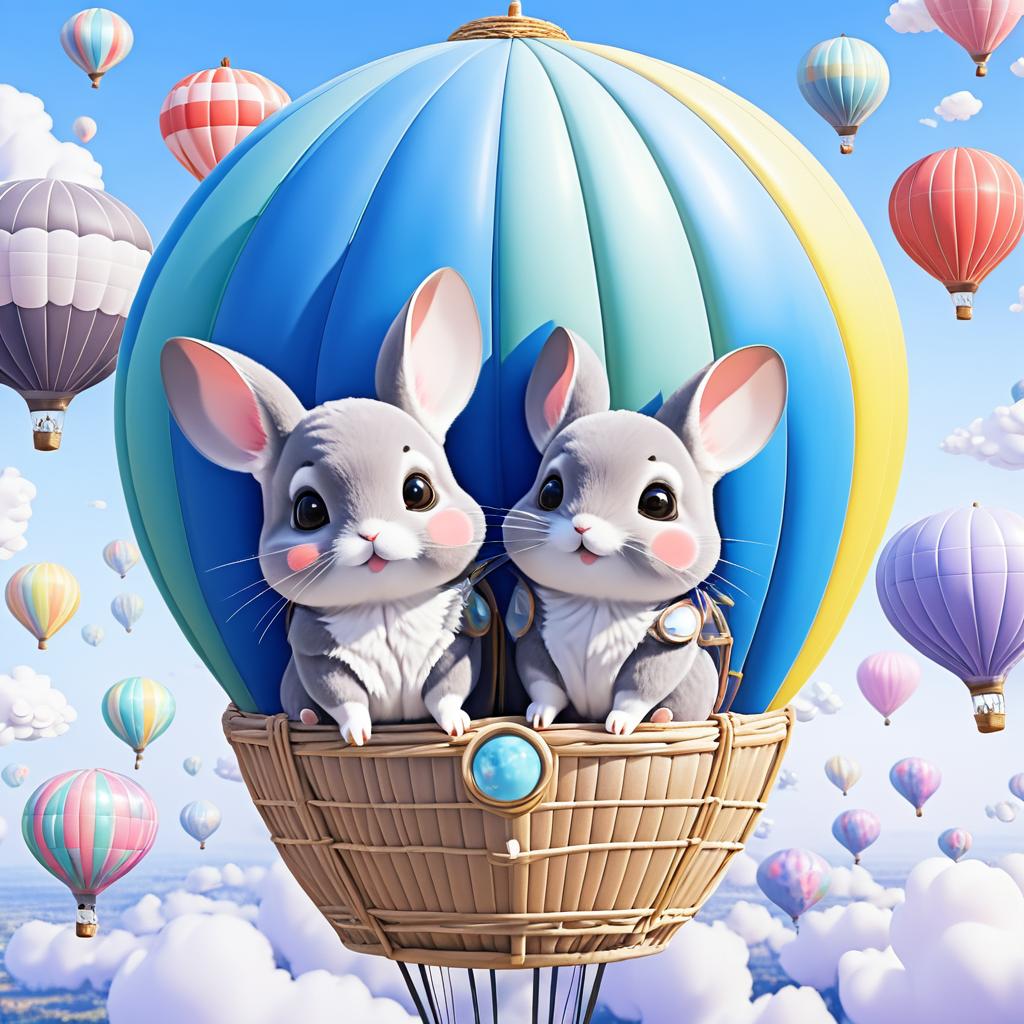 Charming Chinchillas in a Hot Air Balloon