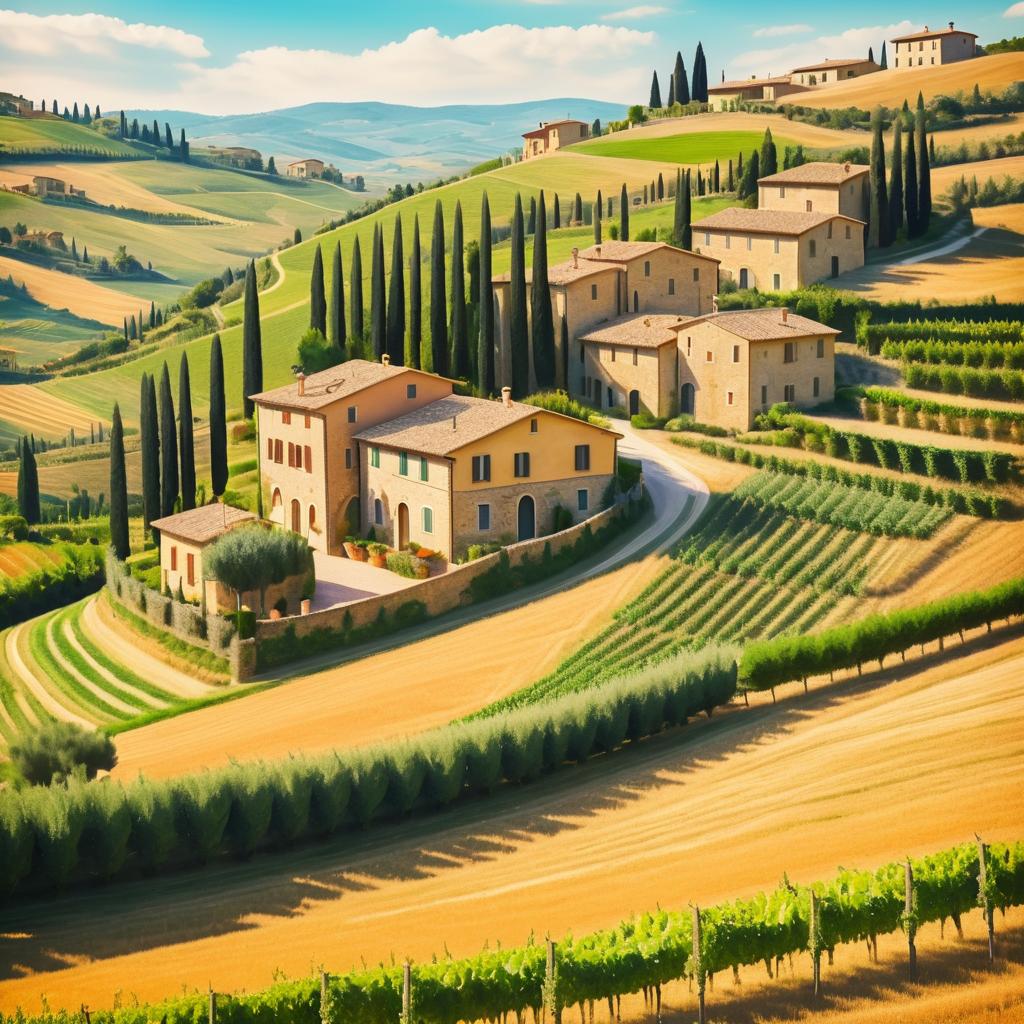 Charming Tuscan Village with Vineyards