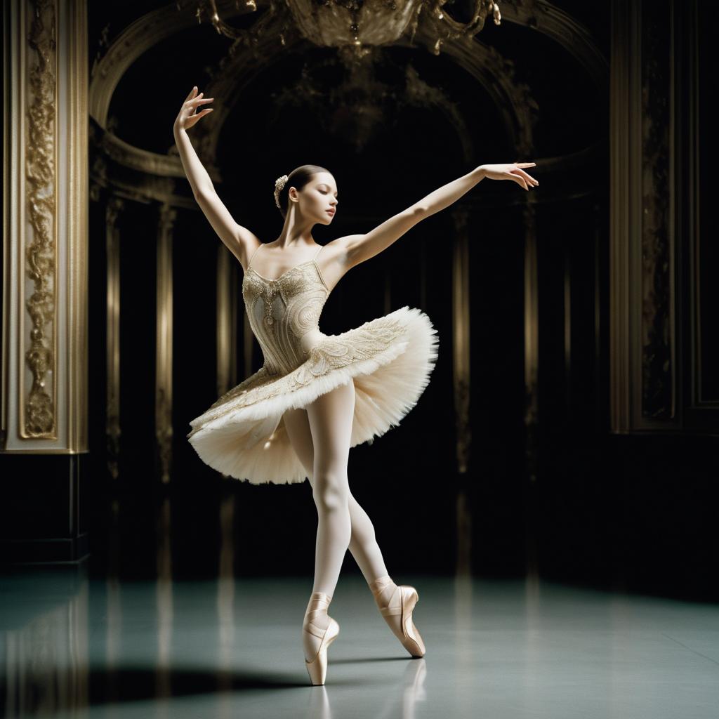 Elegant Ballet Dancer in Theater Setting