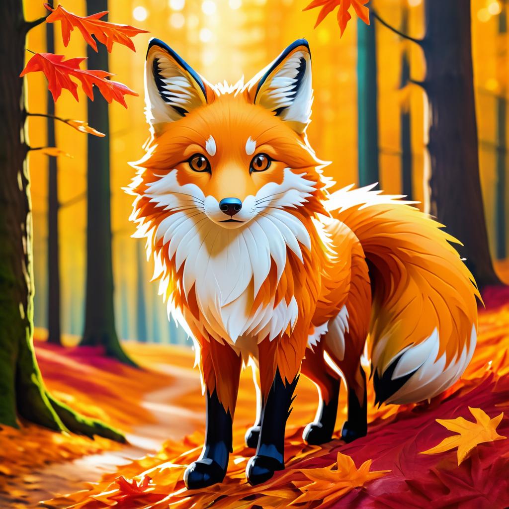 Cunning Fox Portrait in Autumn Forest