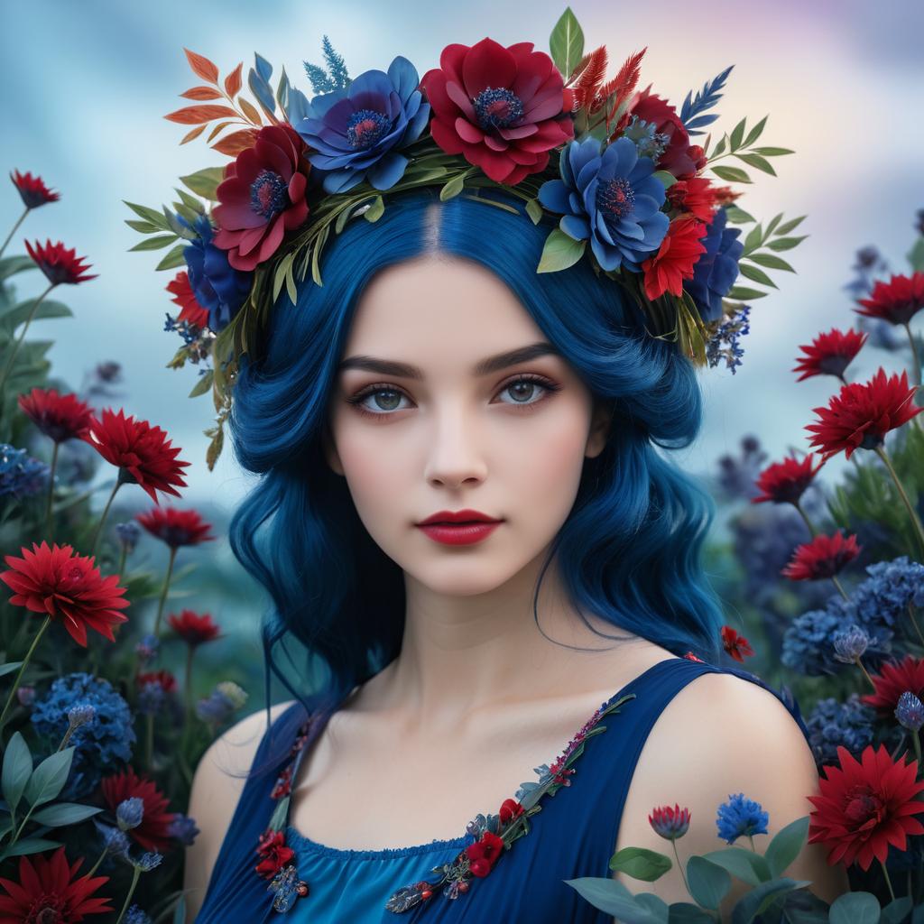 Serene Portrait of a Floral Goddess