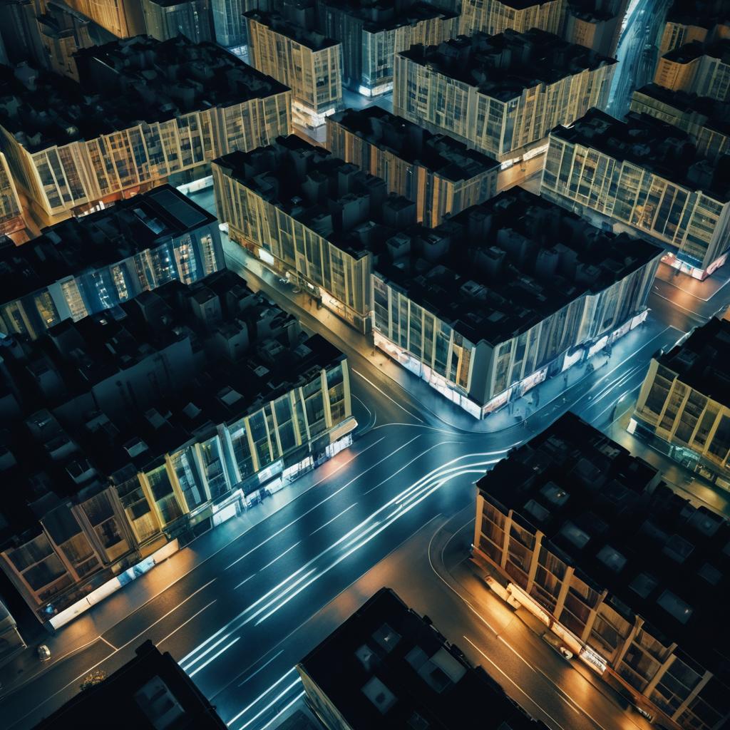 Cinematic Aerial View of City Life