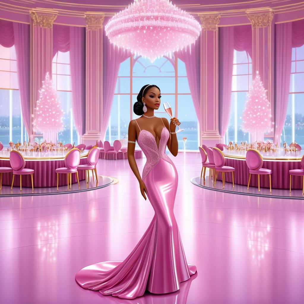 Elegant Gala with Pink Champagne Scene