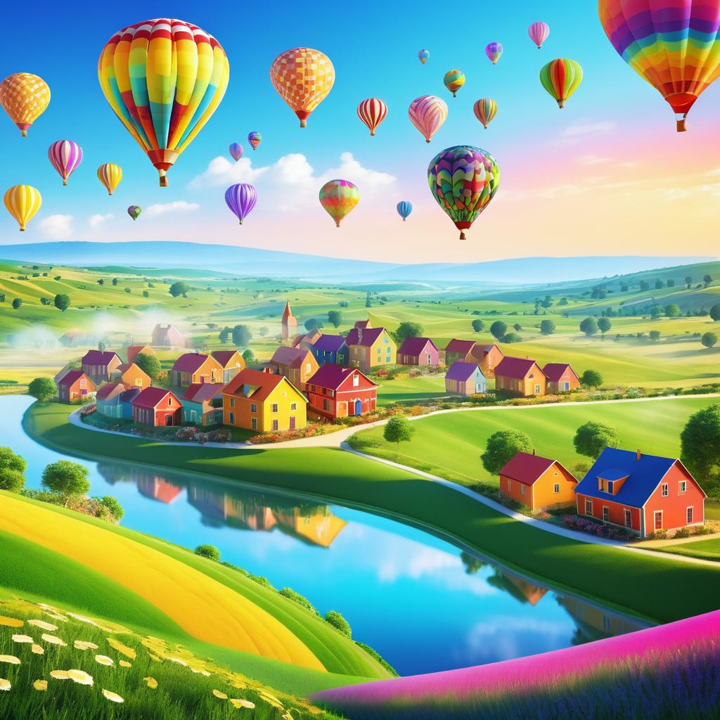 Whimsical Hot Air Balloon Festival Scene