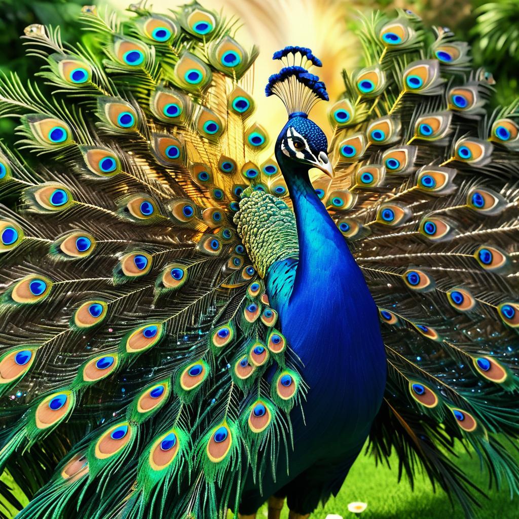 Majestic Peacock in Serene Garden