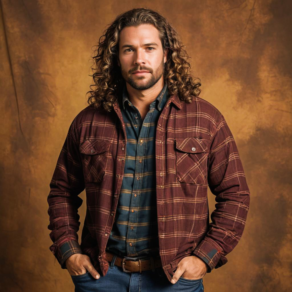 Confident Farmer in Stylish Flannel Outfit