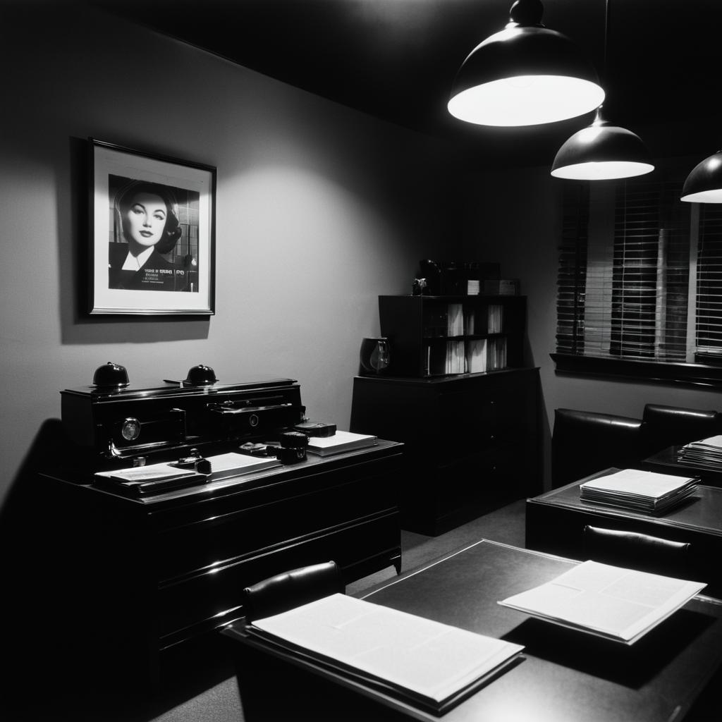 Moody Noir Scene of Investigator's Office