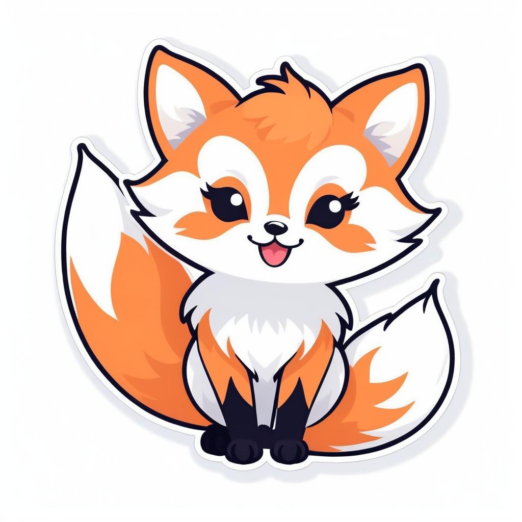 Charming Kawaii Fox Die-Cut Sticker