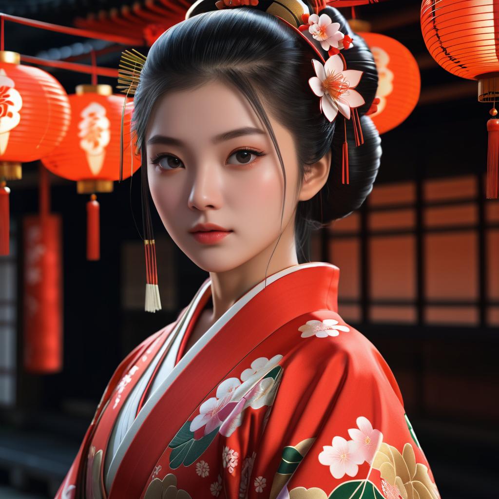 Cinematic Portrait of a Young Kimono Woman