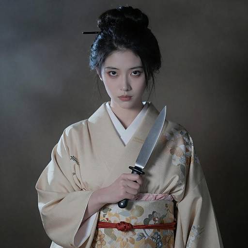 Mysterious Asian Woman in Kimono