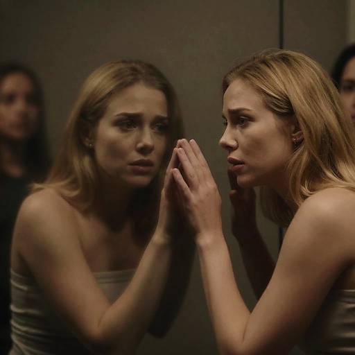 Worried Woman Against Glass Wall