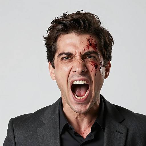 Intense Shouting Man Portrait in Suit