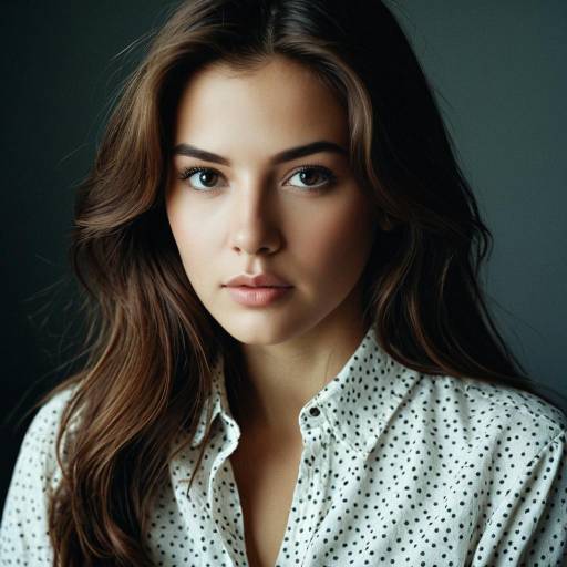 Portrait of Young Woman in Polka Dot Blouse