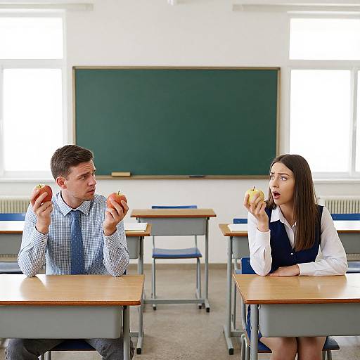 Teachers in Surreal Classroom Scene