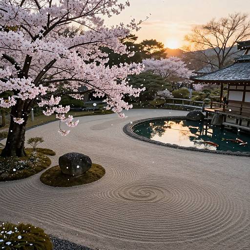 Tranquil Zen Garden at Dusk