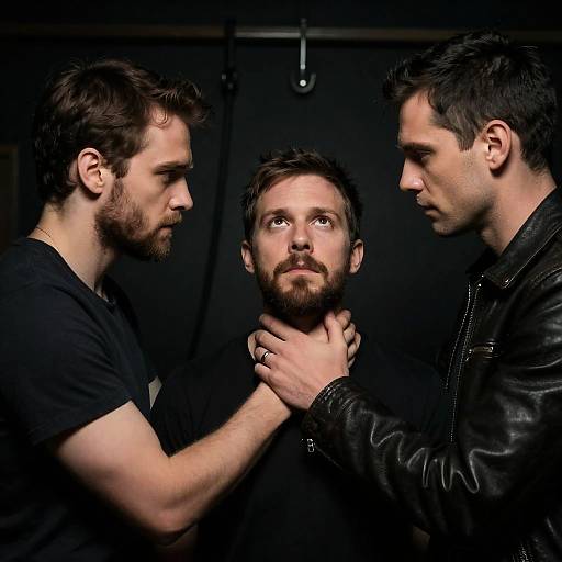 Intense Confrontation in Dim Room