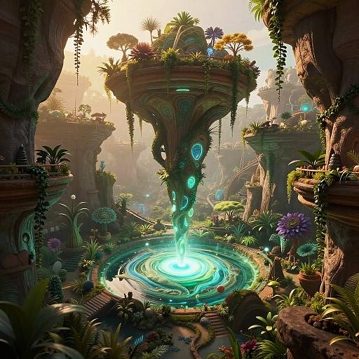 Luminous Verdant Spiral Canyon Micro-World