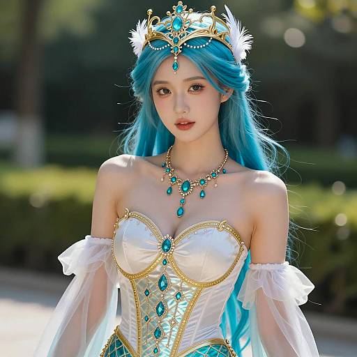 Regal Mermaid Queen Fantasy Costume Close-Up