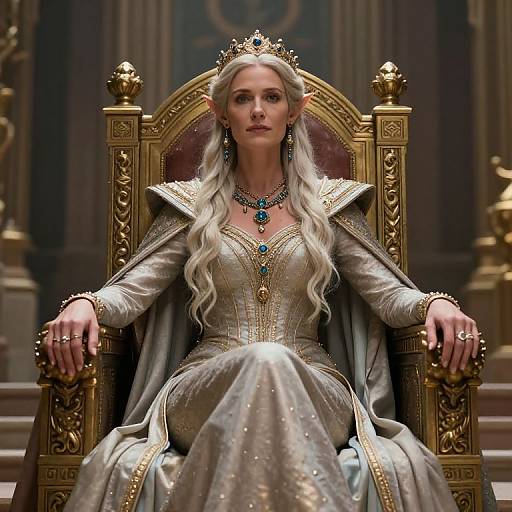Regal Elf Queen on Throne