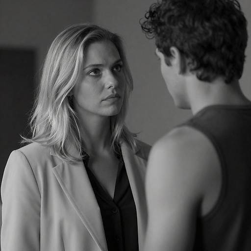 Dramatic Black-and-White Intense Couple Gaze