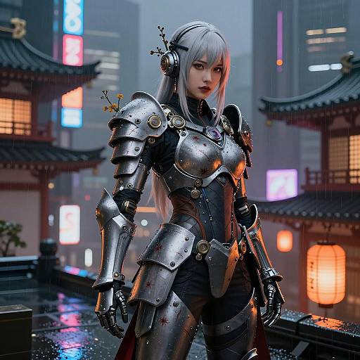 Futuristic Cyber Ninja in Neon Tokyo