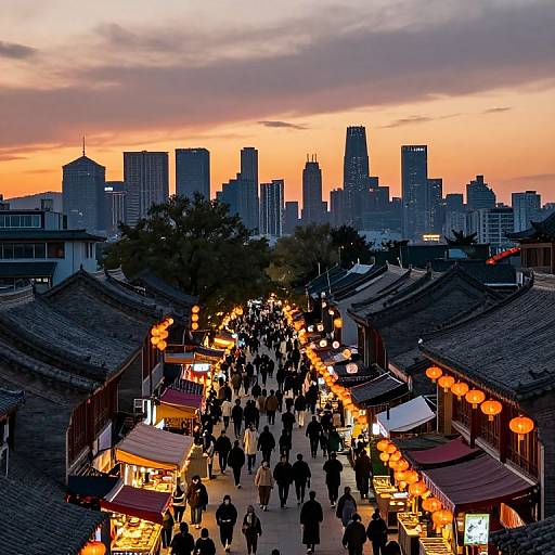 Pekins Vibrant Sunset Cityscape