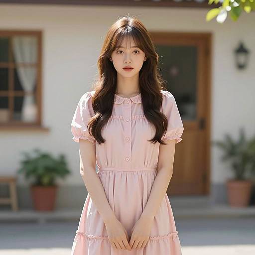 Elegant Summer Portrait in Pink Dress