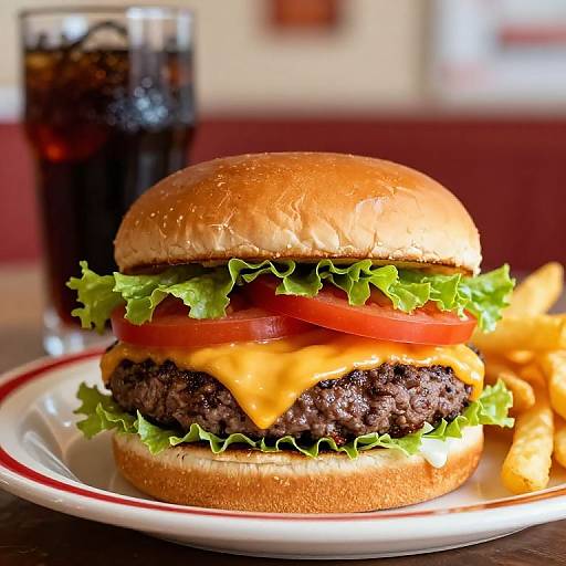 Juicy Cheeseburger with Fries and Soda
