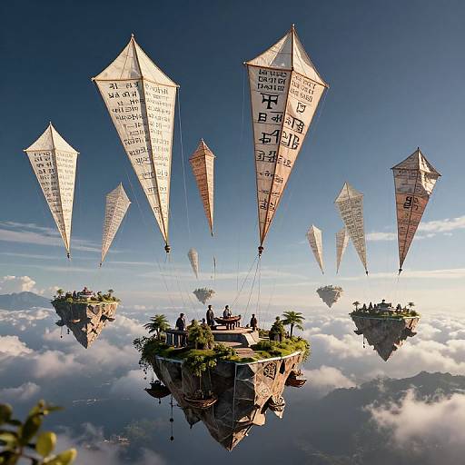 Ancient Script Floating Kite Islands