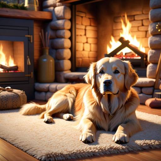 Cozy Cabin Retreat with Gentle Golden Retriever Cozy Cabin Retreat with Gentle Golden Retriever