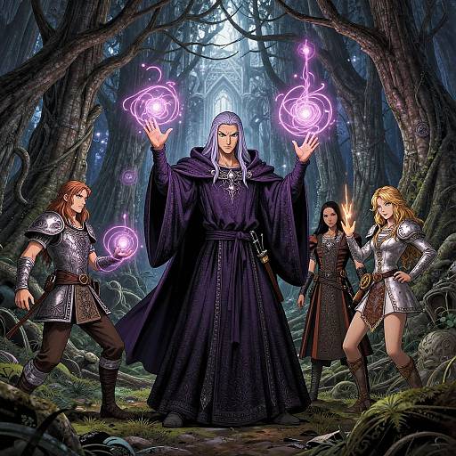 Medieval Manga Mage in Enchanted Forest