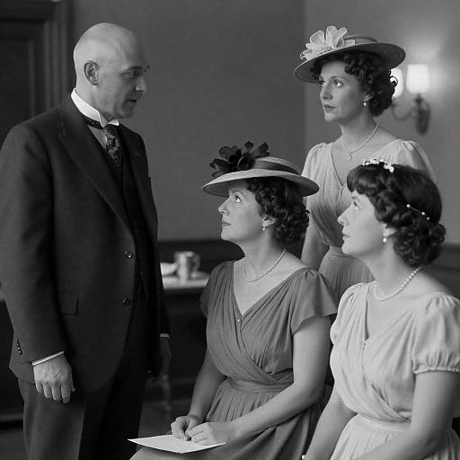 Elegant 20th-Century Gathering in B&W