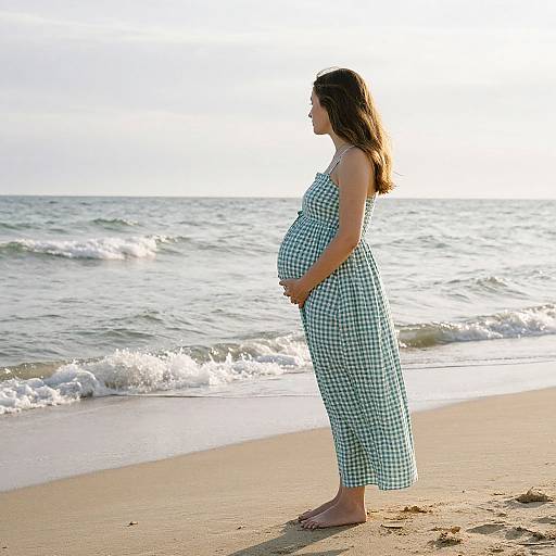 Serene Pregnant Woman by the Sea