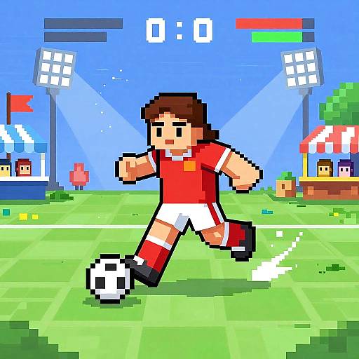 Vintage Pixel Art Football Action