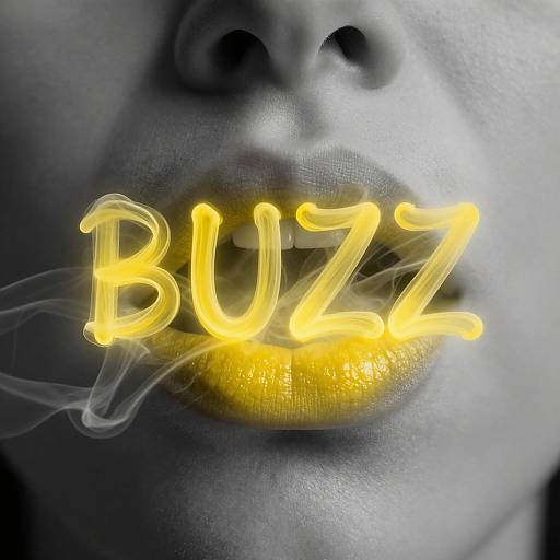 Close-up photograph of a woman's face with black and white skin tone, yellow glowing 