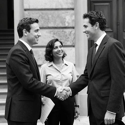 Historic Moment: Handshake in Black and White