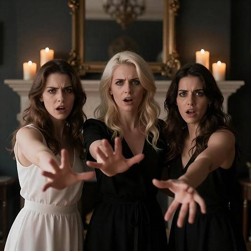 Intense Women's Expressions in Darkness