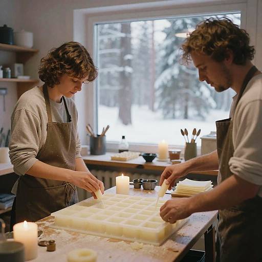 Cozy Scandinavian Candle Makers at Twilight