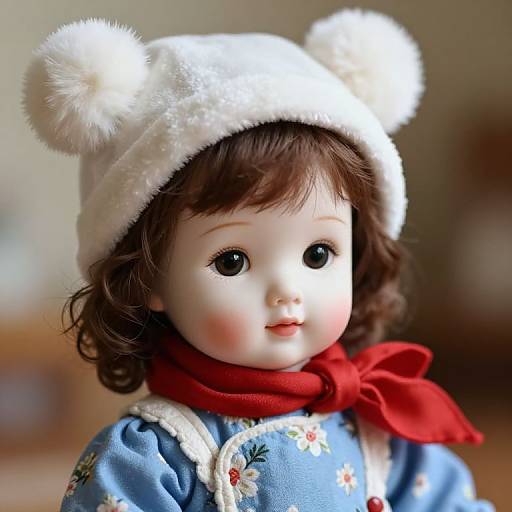 Delicate Porcelain Doll with Floral Outfit