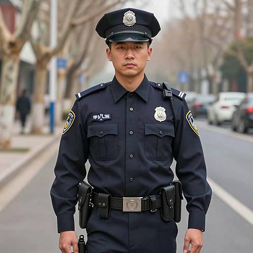 Realistic Male Police Officer Portrait